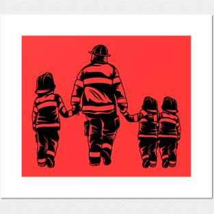 Firefighter Dad and Sons! Posters and Art